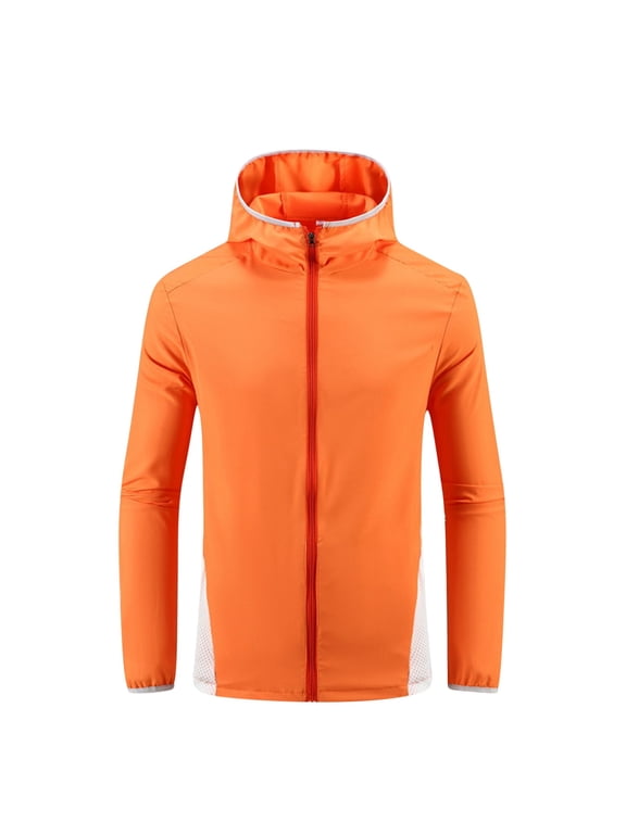 Men's Rain Jacket Waterproof Lightweight Raincoat Packable Rain Shell Windbreaker with Hood for Golf Hiking Travel Orange XXL