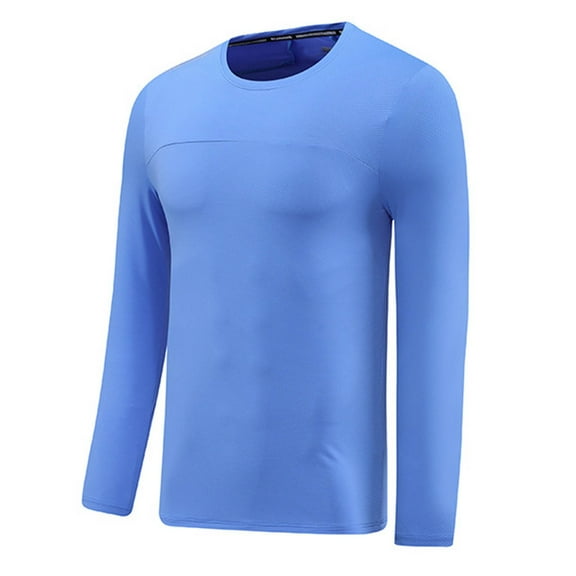 USNSM Men's Rash Guard Shirts UPF 50+ Long Sleeve Swim Shirts Quick Dry UV Sun Protection Shirts Lightweight Soft Comfy Breathable Tops Blue M