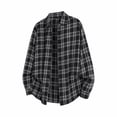 thumbnail image 1 of USNSM Men's Regular Fit Long Sleeve Plaid Flannel Shirts, Lapel Button Down Shirts Classic Fit Casual Shirt Jacket Tops Black XXL, 1 of 3