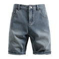 thumbnail image 1 of USNSM Men's Roll Up Straight Denim Shorts Casual Vintage Slim Fit Jean Shorts Cotton Short Trousers with Pockets Light Blue XXL, 1 of 8