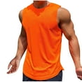 thumbnail image 1 of USNSM Men's Round Neck Tank Tops Quick Dry Lightweight Breathable Pullover Sports Sleeveless Workout T Shirt Muscle Gym Fitness Tee Orange XXXL, 1 of 5