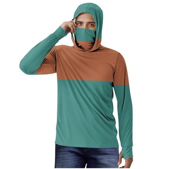 USNSM Men's (S-5XL) Big and Tall UPF 50+ Sun Protection Hoodie Shirt Long Sleeve SPF Outdoor UV Hiking Lightweight Shirts Orange XXXXL