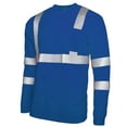 thumbnail image 1 of USNSM Men's Safety Shirt High Visibility Reflective Construction Work Shirts Workwear Long Sleeve Round Neck T-shirt Blue XL, 1 of 4