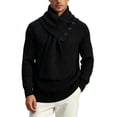 thumbnail image 1 of USNSM Men's Shawl Collar Button Front Knit Sweater Pullover Long Sleeve Business Casual Winter Warm Tops Black M, 1 of 5