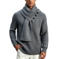 thumbnail image 1 of USNSM Men's Shawl Collar Button Front Knit Sweater Pullover Long Sleeve Business Casual Winter Warm Tops Gray XXL, 1 of 5