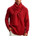 thumbnail image 1 of USNSM Men's Shawl Collar Button Front Knit Sweater Pullover Long Sleeve Business Casual Winter Warm Tops Red XS, 1 of 5