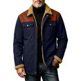 thumbnail image 1 of USNSM Men's Sherpa Fleece Cotton Jacket, Cargo Jacket, Long Sleeved Lapel Winter Warm Coat with Multiple Pockets Blue XXL, 1 of 6