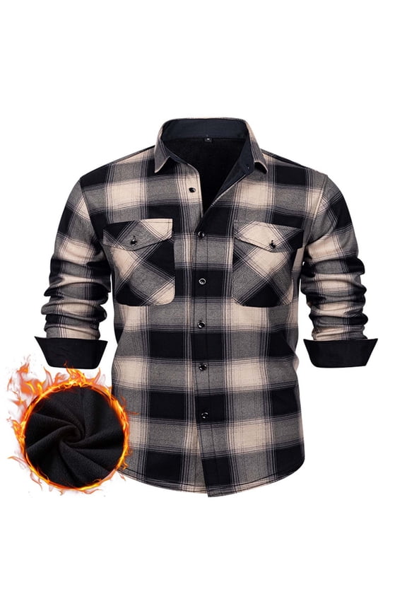Men's Sherpa Lined Flannel Shirt Jacket Long Sleeve Button Up Fleece Plaid Shirt with Pocket Winter Warm Coats Gray XXXL