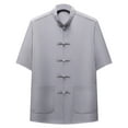 thumbnail image 1 of USNSM Men's Short Sleeve Button Down Shirt Casual Fashion Trendy Comfortable Breathable Business Dress Shirts with Pocket Gray XXXL, 1 of 3