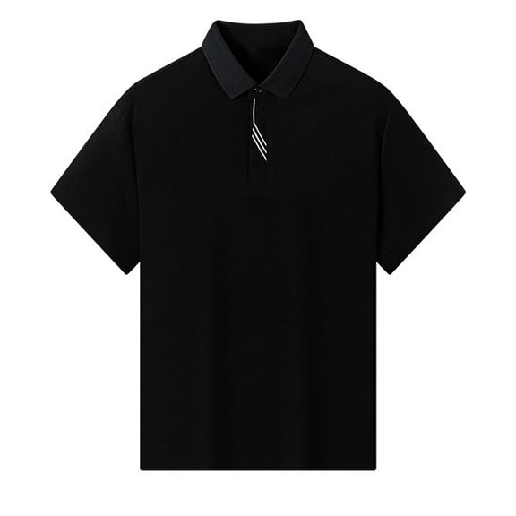 USNSM Men's Short Sleeve Button Down Shirts Casual Blending Beach Shirt Solid Color Turndown Collar Classic Fit Summer Tops Black M