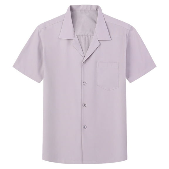 USNSM Men's Short Sleeve Button Down Shirts Casual Blending Beach Shirt Solid Color Turndown Collar Classic Fit Summer Tops Gray XXL