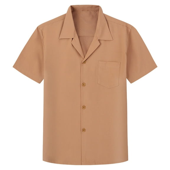 USNSM Men's Short Sleeve Button Down Shirts Casual Blending Beach Shirt Solid Color Turndown Collar Classic Fit Summer Tops Yellow XL