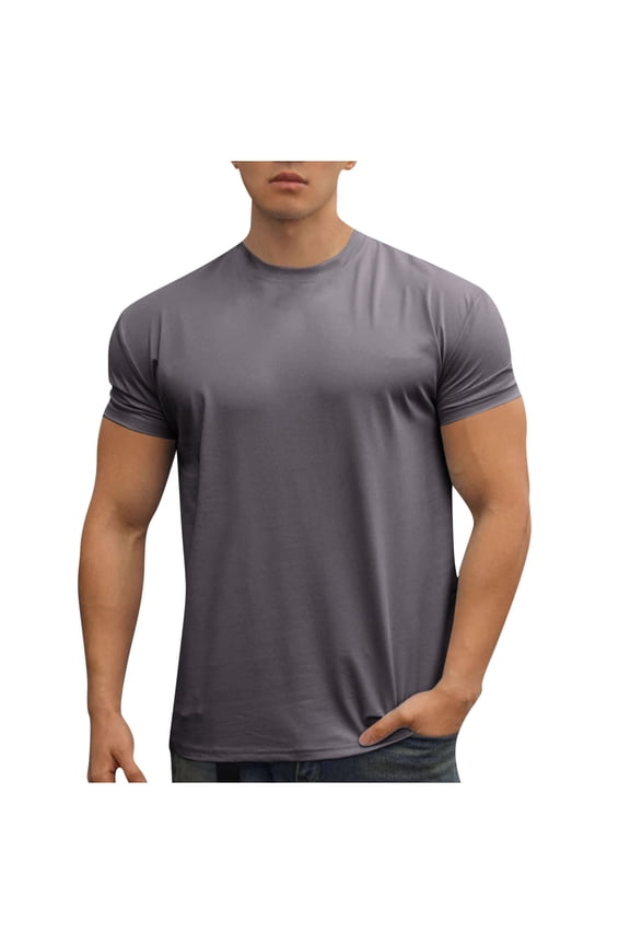 Men's Short Sleeve UPF 50+ T-Shirt Quick Dry Rash Guard Athletic Workout Gym Running Swim Top Tee Performance Water Shirts Gray L