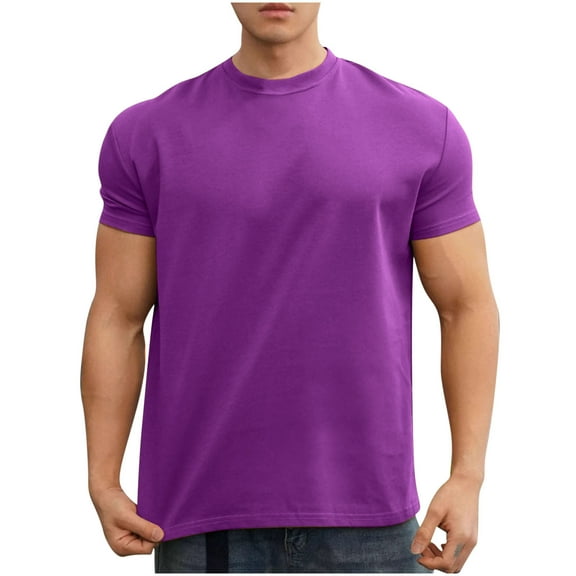 USNSM Men's Short Sleeve UPF 50+ T-Shirt Quick Dry Rash Guard Athletic Workout Gym Running Swim Top Tee Performance Water Shirts Purple M