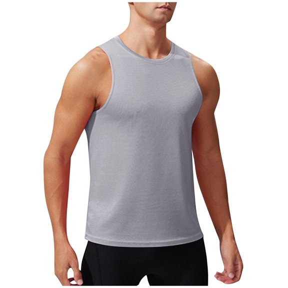 USNSM Men's Sleeveless Shirts Breathable Comfortable Gym Workout Running Quick Dry Tank Top Beach Swim Muscle Athletic Shirt Gray S