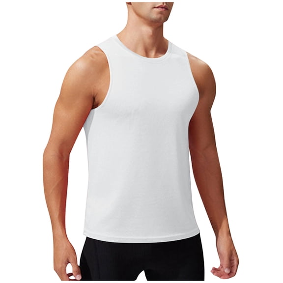 USNSM Men's Sleeveless Shirts Breathable Comfortable Gym Workout Running Quick Dry Tank Top Beach Swim Muscle Athletic Shirt White S