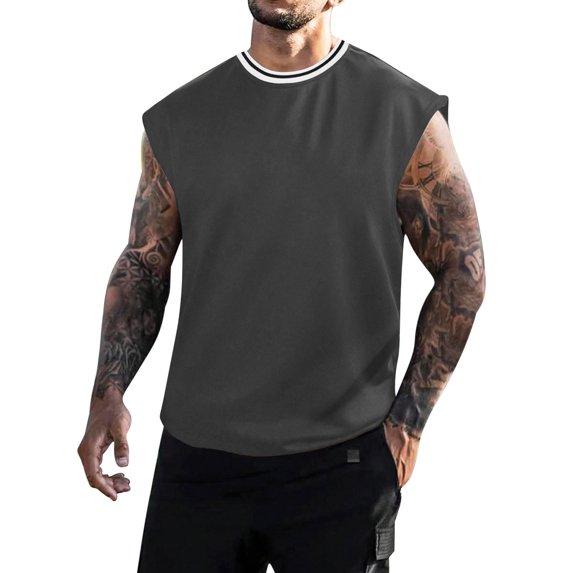 USNSM Men's Sleeveless Tank Tops Quick Dry Lightweight Moisture Wicking Crewneck Casual Workout Gym Cut Off Muscle Fit T Shirt Gray S