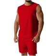 thumbnail image 1 of USNSM Men's Sleeveless UPF 50+ Round Neck Shirts Quick Dry Workout Tank Top Elastic Waistband Sports Shorts Running Gym Tank Suit Red XL, 1 of 6