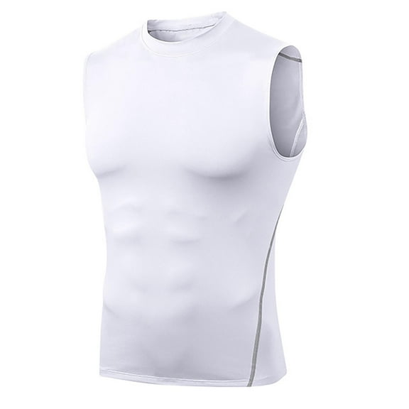 USNSM Men's Sleeveless Workout Shirts Quick Dry Lightweight Running Compression Cutoff Shirts, Athletic Training Tank Top White XL