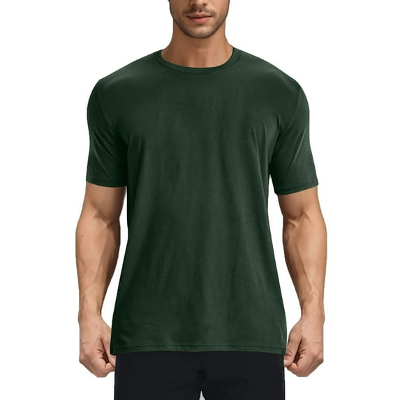 USNSM Men's Solid Color Athletic T Shirts Lightweight Gym Workout Running Short Sleeve Crewneck Shirts Moisture Wicking UV Protection Green XXXXL