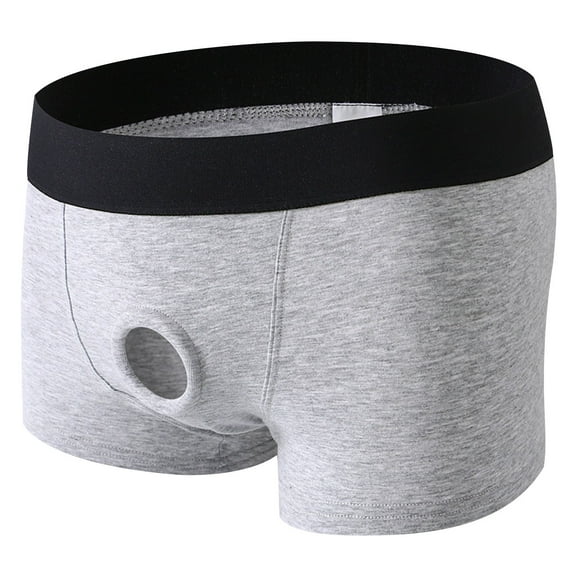 USNSM Men's Solid Color Brief Underwear Classic Comfortable Cotton Soft Comfortable Breathable Boxer Briefs Boxers Gray M