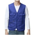 thumbnail image 1 of USNSM Men's Solid Color Convenient Workwear Vest Outdoor Travel Photo Sports Zipper Multi-Pocket V-Neck Tank Vest Blue XL, 1 of 7