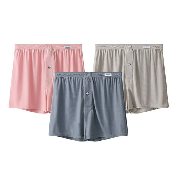 USNSM Men's Solid Color Ice Silk Underwear Boxer Briefs Loose Soft Comfortable Breathable Sports Home Boxers Briefs Underpants Multicolor L