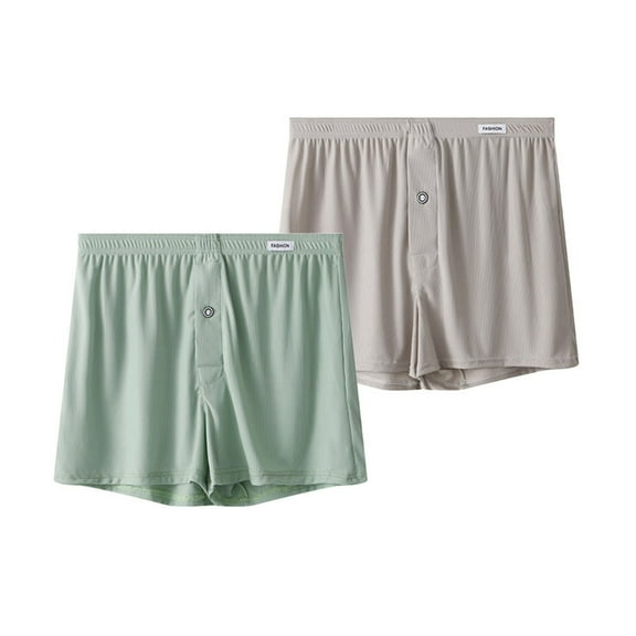 USNSM Men's Solid Color Ice Silk Underwear Boxer Briefs Loose Soft Comfortable Breathable Sports Home Boxers Briefs Underpants Multicolor L