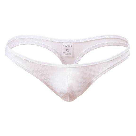USNSM Men's Solid Color Ice Silk Underwear Low Waist Briefs Thong Soft Comfortable Breathable G-String Underpants Briefs White XXL