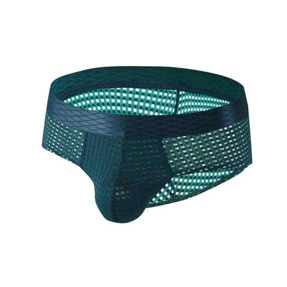 USNSM Men's Solid Color Large Mesh Comfortable Breathable Low Rise Wide Belt Boxer Briefs Soft Stretch Trunks Blue L