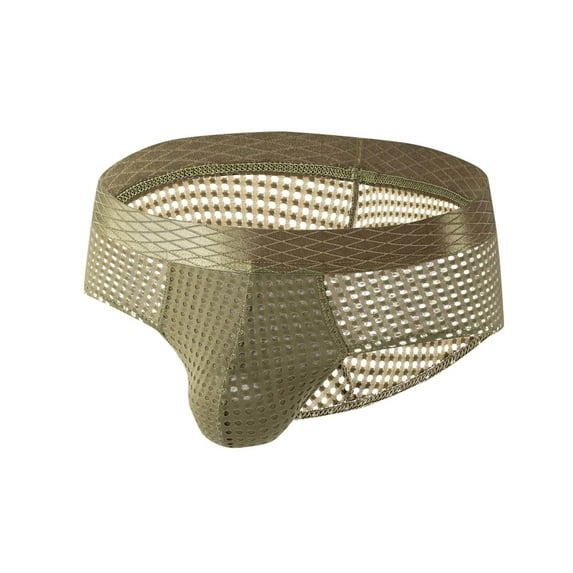 USNSM Men's Solid Color Large Mesh Comfortable Breathable Low Rise Wide Belt Boxer Briefs Soft Stretch Trunks Green XL