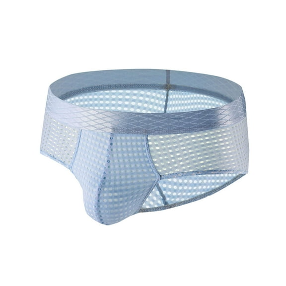 USNSM Men's Solid Color Large Mesh Comfortable Breathable Low Rise Wide Belt Boxer Briefs Soft Stretch Trunks Light Blue XL