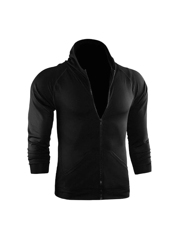 Men's Solid Color Long Sleeve Sweatproof Lightweight Comfortable Breathable Training Running Jacket Top Black S