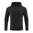 thumbnail image 1 of USNSM Men's Solid Color Long Sleeved Hooded Zipper Jacket Fleece Lining Elastic Soft Quick Dry Sports Top Jacket Black M, 1 of 4