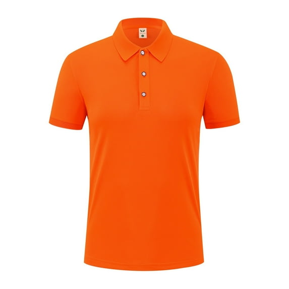 USNSM Men's Solid Color Quick-Dry Active Shirts Short Sleeve Performance for Golf Tennis Daily Casual Collared T-Shirt Orange M