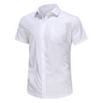 thumbnail image 1 of USNSM Men's Solid Color Short Sleeve Shirt Regular Fit Button Down Collar Shirts with Pocket White XL, 1 of 7