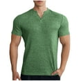thumbnail image 1 of USNSM Men's Summer Casual Solid Color Loose Stretch Fitness Training Sports Tops Short Sleeve V-Neck Shirt Tops Green XXL, 1 of 4