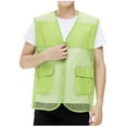thumbnail image 1 of USNSM Men's Summer Outdoor Mesh Work Vest Solid Color Convenient Breathable Outdoor Zipper Pocket V-Neck Vest Green XXXL, 1 of 8