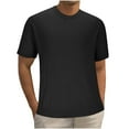 thumbnail image 1 of USNSM Men's Summer Solid Color Knit Short Sleeve Quick Dry Lightweight Breathable Comfortable Casual Crew Neck Pullovers Black XXXL, 1 of 5