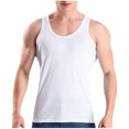 thumbnail image 1 of USNSM Men's Summer Solid Color Sleeveless Base Sports Fitness Round-Neck Tank Top Outdoor Soft Breathable Comfortable Tank Shirt White XL, 1 of 6