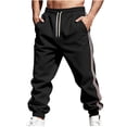thumbnail image 1 of USNSM Men's Sweat Pants Loose Fit Joggers Casual Striped Pant Elastic Waist Sweatpants Drawstring Pockets Elastic Trousers Black M, 1 of 9