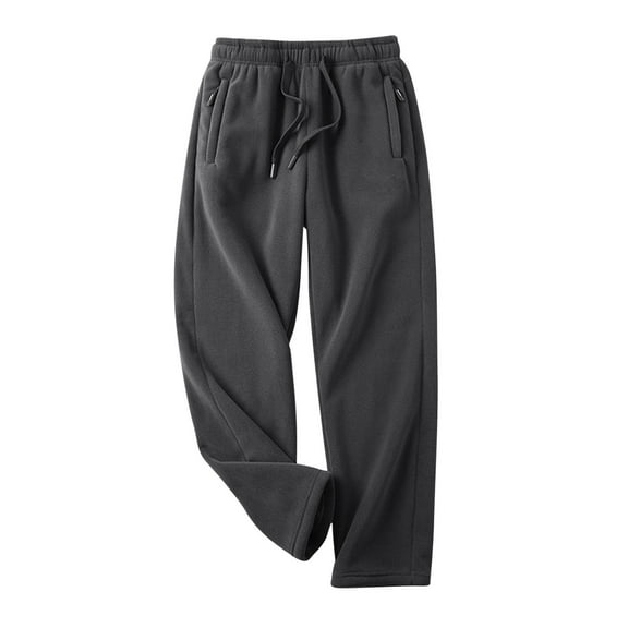 USNSM Men's Sweatpants Fall Winter Casual Loose Straight Leg Pants Drawstring Elastic Waist Full Length Trousers with Zip Pockets Dark Gray 3XL