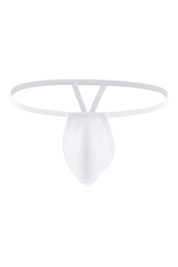 Men's Swimwear Underwear T-Back Thongs Soft Stretch Men G-string Low Waist Bikini Underwear White L