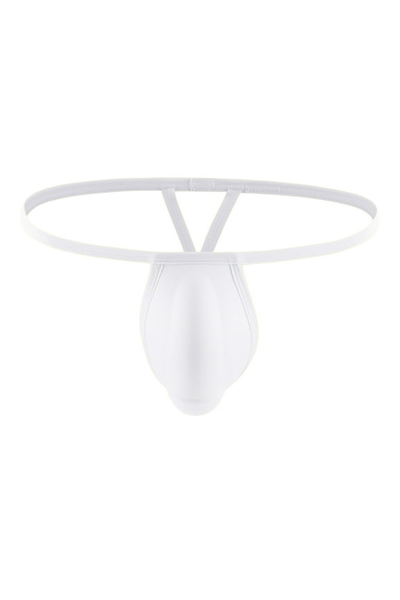 Men's Swimwear Underwear T-Back Thongs Soft Stretch Men G-string Low Waist Bikini Underwear White M