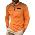 thumbnail image 1 of USNSM Men's T-Shirt Casual Fashion Plus Size Polka Dot Printed Slim Fit Tennis Shirt Stand Collar Button Long Sleeve Pullover Tees Orange 3XL, 1 of 9