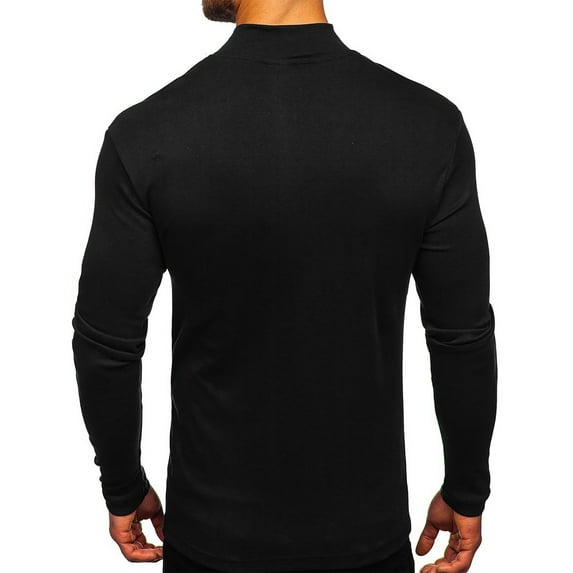 USNSM Men's T-Shirt Fall Winter Casual Thickened Slim Fit Warm Base Shirt Stand Collar Long Sleeve Pullover Black L