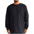 thumbnail image 1 of USNSM Men's T-Shirt Loose Fit Solid Color Casual Pullover Shirt Round Neck Long Sleeve Tees Tops Black S, 1 of 5