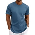 thumbnail image 1 of USNSM Men's T Shirt Short Sleeve Solid Color Thin Breathable T-Shirts Crew Neck Casual Summer Basic Tee Shirts Blue L, 1 of 9