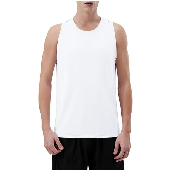 USNSM Men's Tank Top UPF 50+ Cotton Sleeveless Shirt Lightweight Casual Outdoor Gym Workout Shirts Cooling Muscle Tee Shirt White XXXL