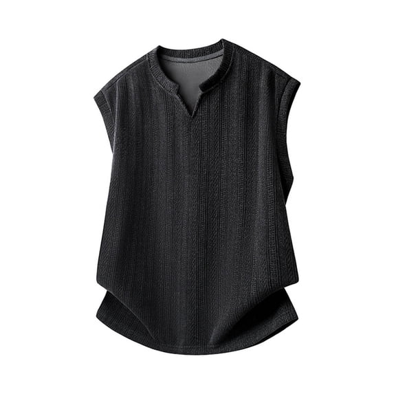 USNSM Men's Tank Tops Casual Sleeveless Loose V-Neck Summer Athletic T-Shirts Fashion Solid Color Sports Shirts (M-5XL) Big and Tall Black XXXXL